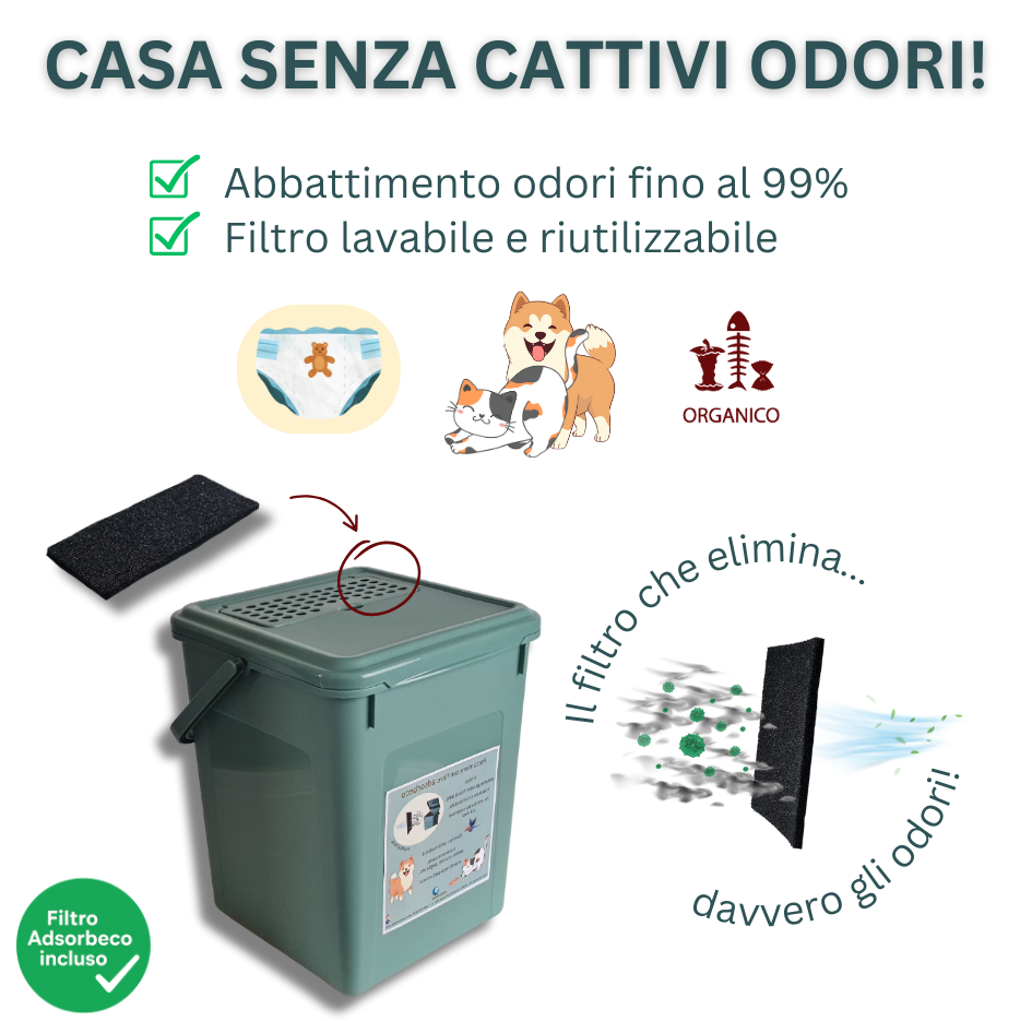 pattumiera antiodore con filtro